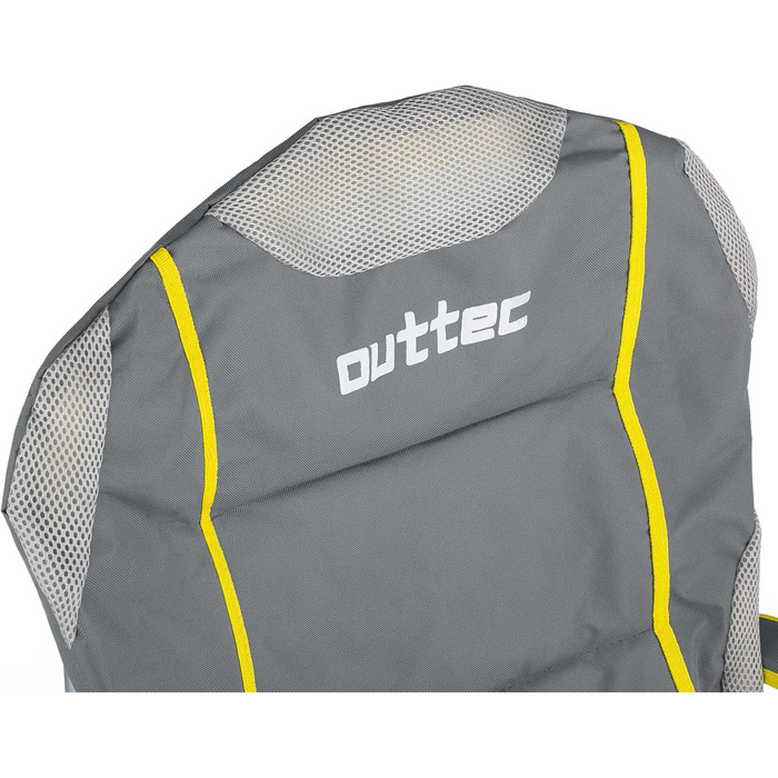 Зручний складаний стул для кемпінгу Outtec: 130 кг, висока спинка, підсклянник, сумка, зелений (сірий)