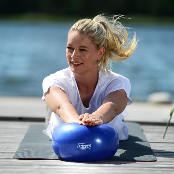 М'яч для пілатесу SISSEL Soft Ball 22 см, антрацит | Без фталату та латексу | Для розслаблення та зміцнення м'язів | Витримує до 155 кг | З інструкцією