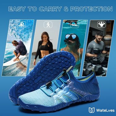 Чоботи для плавання WateLves: чоловічі та жіночі, для пляжу, води, серфінгу, 42 EU, темно-синій