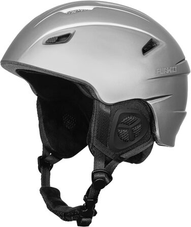 Шолом гірськолижний унісекс, регульований, 12 вентиляційних отворів, знімний внутрішній підкладковий шар та навушники, легкий сноуборд шолом для зимових видів спорту (сріблястий, L: 59-61 см)