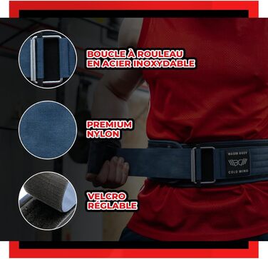 Преміум пояс для важкої атлетики WARM BODY COLD MIND з високоякісного нейлону для силових тренувань, бодібілдингу, фітнесу - пояс для важкої атлетики для жінок та чоловіків, колір морський