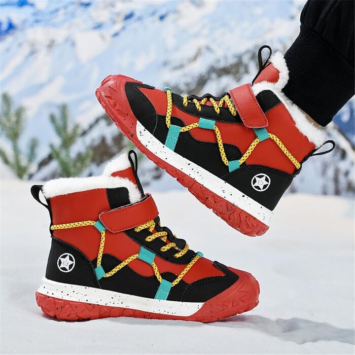 Водонепроникні зимові черевики для дітей: зимові чоботи для дівчаток та хлопчиків, утеплені, для активного відпочинку на вулиці, неслизькі, червоні (29 EU)