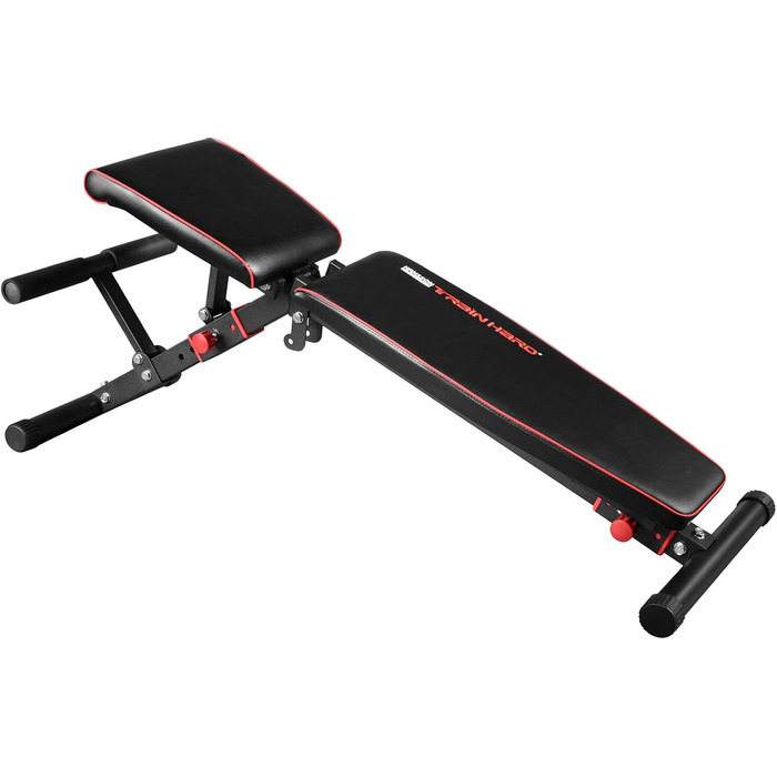 Професійна лава для гантелей TrainHard Deluxe з опорою для ніг, регульованим сидінням та спинкою, складана тренажерна лава (сертифікат EN957)