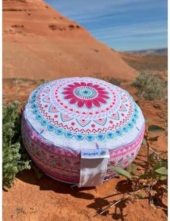 Подушка для медитації Bine Brändle Mandala: Подушка для йоги, сидіння на підлозі, висота 15 см, наповнювач з лушпиння гречки, сертифікат GOTS, бавовняний чохол Morgentau