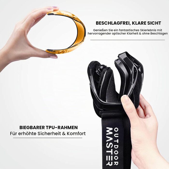 Гірськолижна маска OutdoorMaster OTG для жінок, чоловіків та підлітків (VLT 65%, полікарбонат)