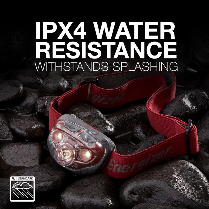 Ліхтар на лоб Energizer LED, супер яскравий для кемпінгу, відпочинку на природі та походів, з батарейкою, колір: іржаво-червоний