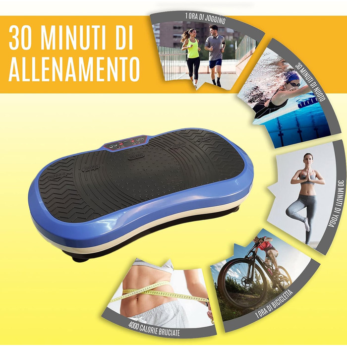 Вібраційна платформа для фітнесу Ultra Slim, 9 програм, 99 рівнів, аеробіка, тренування м'язів, еспандери, до 120 кг