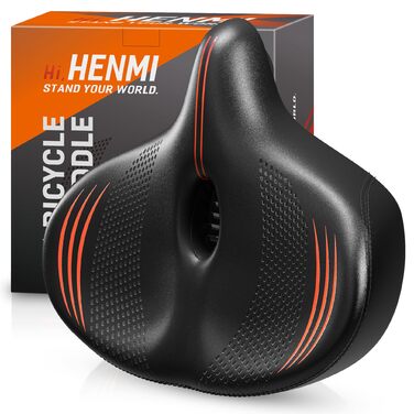 HENMI Велосипедне сідло з підвіскою, ергономічне, чорне, універсальне (Citybike, MTB, тренажер)