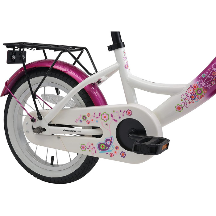 Дитяче велосипед BIKESTAR 14 дюймів для хлопчиків та дівчаток від 4 років | Класичний дизайн | Рожево-білий | Без ризику тестування