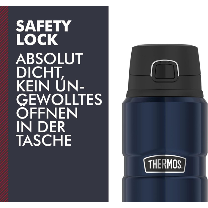 Термос Thermos Stainless King 0,7 л, нержавіюча сталь, синій, герметичний, зручна кришка, зберігає тепло 15 годин/холод 24 години, безпечний, BPA-free