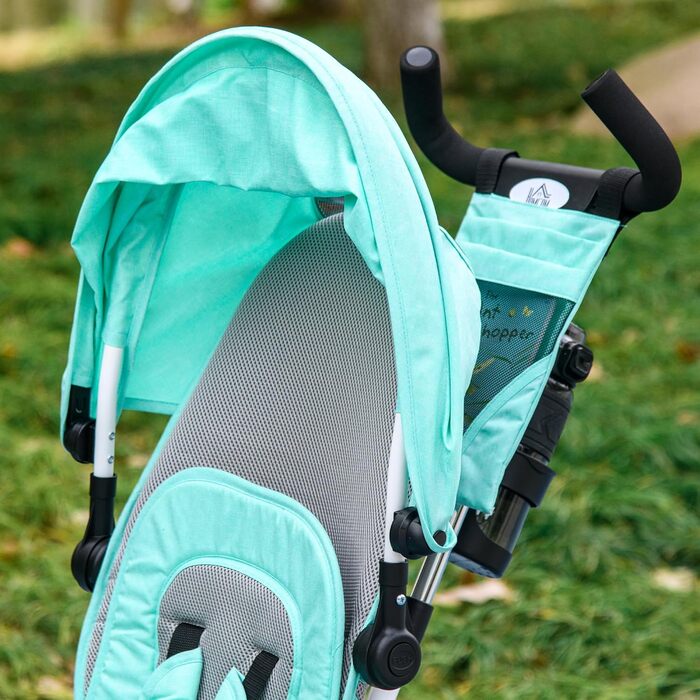 Триколісний велосипед HOMCOM 6-в-1 з батьківською ручкою для дітей 1-5 років (до 25 кг), з реверсивним сидінням, кошиком, тримачем для пляшки та сонцезахисним дахом, зелений