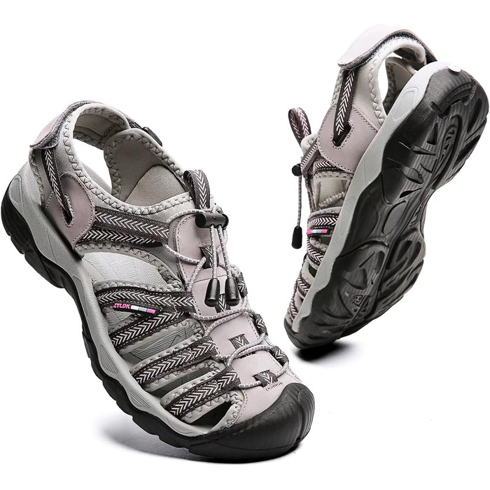 Чоловічі та жіночі шкіряні сандалії: пляжні, трекінгові, для активного відпочинку, літні, пішохідні. Розміри 36-46 (EU 40, сірий 3)