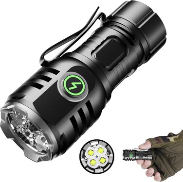 Ліхтар налобний LED 6000 люмен, перезарядна USB-C, 8 режимів, водонепроникний, для кемпінгу, туризму, надзвичайних ситуацій (чорний)