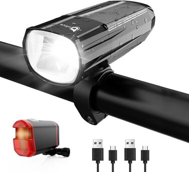 Owleye: комплект велоліхтарів на сонячній енергії, USB-зарядка (Type-C), StVZO, передній + задній ліхтар LED