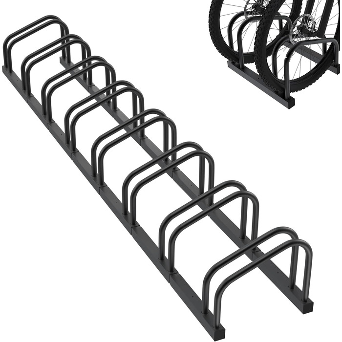 Підставка для велосипедів на 6 велосипедів FIVMEN: підлого-стінна, для MTB, шосе, 37 см між велосипедами, поцинкована, чорна