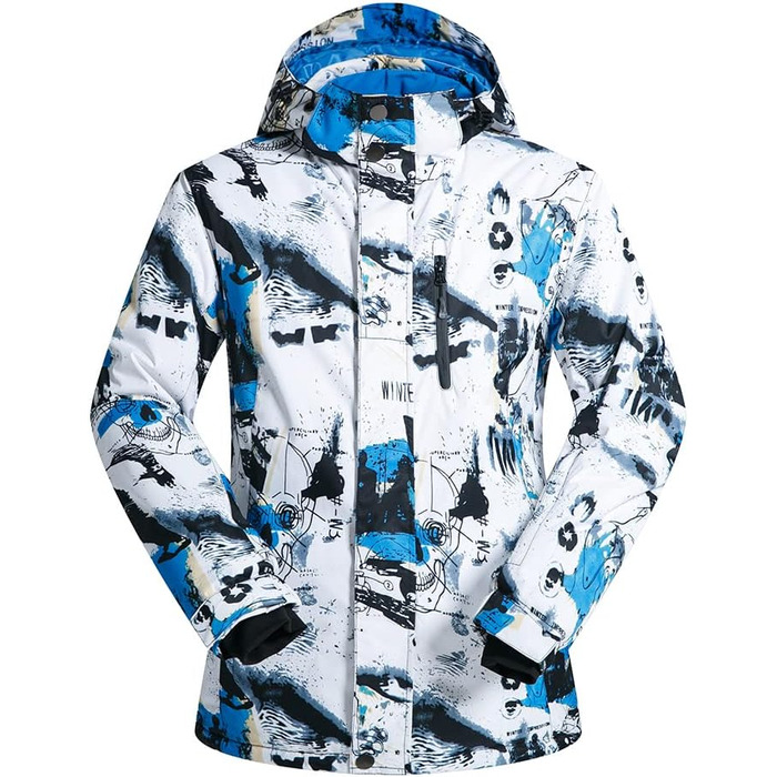 Чоловічий комплект гірськолижний: куртка та штани (сніговий комбінезон) - водонепроникний, вітронепроникний, з капюшоном, синій + синій, XXL