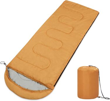 Спальний мішок Paco Home для дорослих та дітей. Дихаючий, водонепроникний, для кемпінгу та подорожей. Оранжевий, 220x70x4 см
