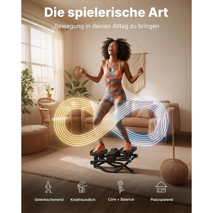 Еліптичний тренажер MERACH з низьким рівнем впливу, U-подібний степер з 3D-рухом, тихий кардіо-тренажер з LCD-дисплеєм для підрахунку часу, кроків та калорій, з неслизькими педалями, компактний для дому та квартири, 2511