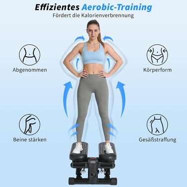 Міні степер 2-в-1 з тросами та LCD-дисплеєм для дому - регульований опір, фітнес для ніг та рук