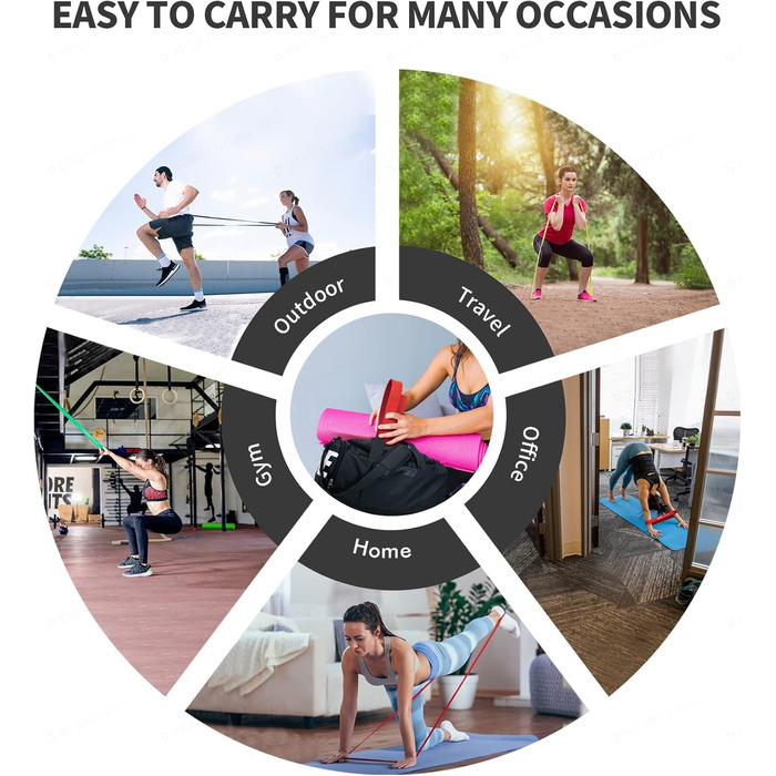 Фітнес гумки CFX: 8 шт. з дверним кріпленням, сумкою та інструкцією для фітнесу, розтяжки, йоги та силових тренувань