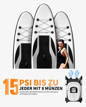 Насос для SUP-дошки GICLE 22PSI, електричний, портативний, для надувних SUP, човнів, водних видів спорту, білий/чорний