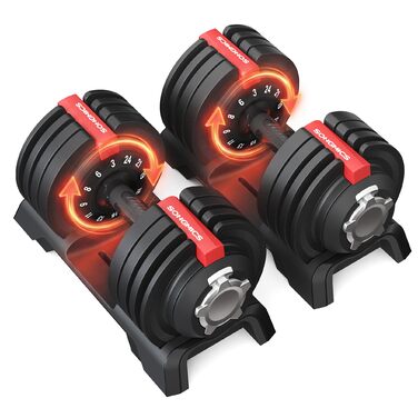 Набір роздвоєних гантелей SONGMICS (2 x 24 кг) зі стійкою, прогумовані ручки для фітнесу та силових тренувань вдома