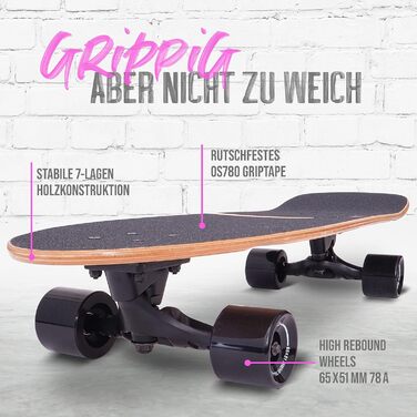Apollo Surfskate Pro: Лонгборд для дорослих та дітей, Midi Cruiser для стрітсерфінгу та карвінгу, якісна Surf Skate вісь (з 6 років)