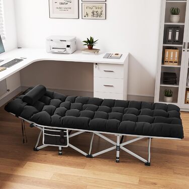 Складне кемпінгове ліжко YITAHOME для дорослих з матрацом, міцне та надійне, блакитне (чорний + матрац)