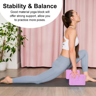 Набір для йоги: 2 блоки EVA + 2 ремені для йоги (рожеві), 22.9х11.4х9.5 см, щільний пінопласт, без латексу, для пілатесу та стречингу
