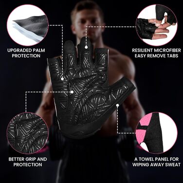 Фитнес-рукавички Westwood Fox для жінок та чоловіків: дихаючі рукавички для важкої атлетики, фітнесу, велоспорту та тренувань з товстою підкладкою та захистом долоні, рожеві, розмір M