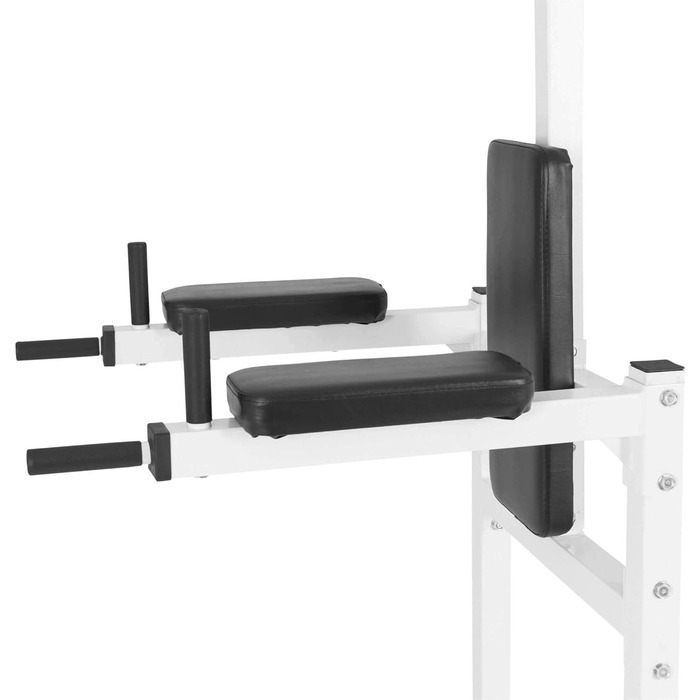 GORILLA SPORTS® Power Tower – багатофункціональна силова станція для дому: турнік, бруси, тренажер для підтягувань, віджимань і пресу, чорний/білий, фітнес обладнання для домашніх тренувань
