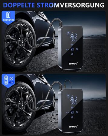 Електричний міні-компресор для накачування шин: насос для велосипеда, авто, мотоцикла, електровелосипеда та м'ячів з цифровим дисплеєм та акумулятором