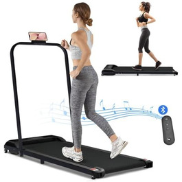 Бігова доріжка SogesHome 2 в 1 для дому, Walking Pad з LED-дисплеєм, Bluetooth, дистанційним керуванням, 1-6 км/год, чорна