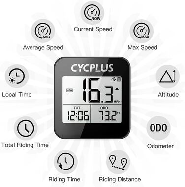 GPS велосипедний комп'ютер CYCPLUS G1, бездротовий велоспідометр, водонепроникний IPX6, лічильник кілометрів, чорний