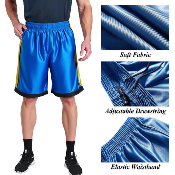 Шорти спортивні чоловічі LeeHanTon, швидковисихаючі, легкі, для баскетболу, з глибокими кишенями, еластичний пояс, 4 шт. (пак B, M)