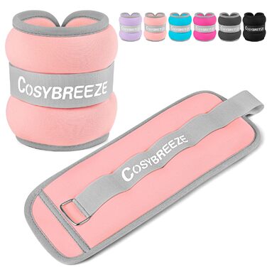 Обвагрузельні манжети для ніг та рук Cosybreeze, набір 2 шт по 2 кг, світло-рожеві — ваги для фітнесу, бігу, джогінгу та тренувань