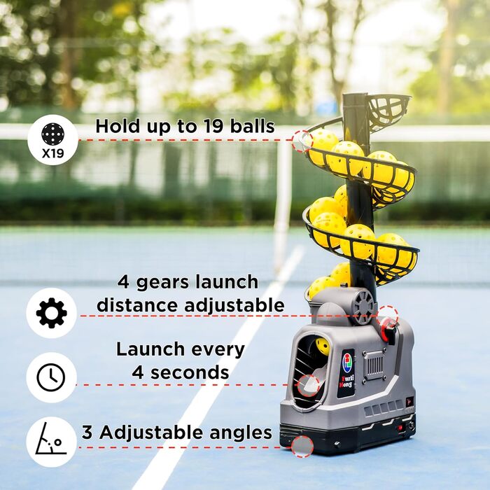 Pickleball машина з авто-гойдалки: регулювання кута та швидкості, портативна для гри в приміщенні та на вулиці