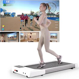 Бігова доріжка Superun Walking Pad для дому, максимальне навантаження 159/136 кг, підлогова компактна, з додатком, для тренувань та багатокористувацьких перегонів, біла 100 см
