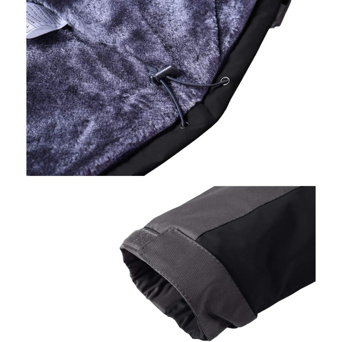 Зимова куртка KEFITEVD для чоловіків, водонепроникна, тепла, з підкладкою, для катання на лижах, зимова, спортивна, вітронепроникна, дихаюча, знімний капюшон (S, чорно-сіра)