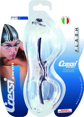 CRESSI Flash чоловічі окуляри для плавання, антифог, антицарапини, анти-UV, універсальний розмір, чорні/сірі, затемнені лінзи