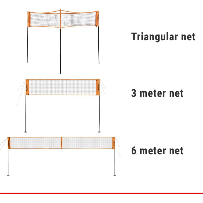 Сітка для волейболу HAMMER SHARKNET 2 в 1, трикутна та класична, регульована висота, для пляжного та класичного волейболу