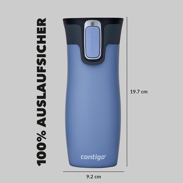 Термокружка Contigo West Loop Autoseal 470 мл, нержавіюча сталь, для кави та чаю, з кришкою від протікання, колір Earl Grey