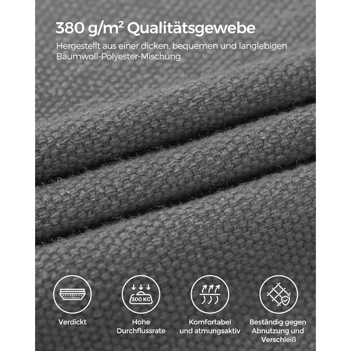 Гаммак SONGMICS 210x150см, подвійний, 300кг, сірий - для тераси, балкону, саду, кемпінгу