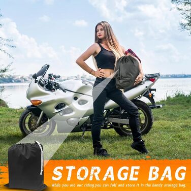 Чорна мотоциклетна накидка з червоною вставкою, 210D Oxford, захист від сонця та води, 96 дюймів (XL) - Harley Davidson, Honda, Suzuki, Kawasaki, Yamaha