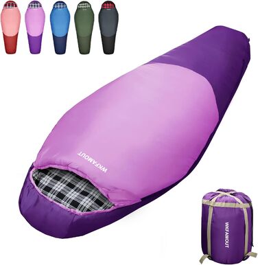 Спальний мішок WKFAMOUT Mumienschlafsack Outdoor -12°C-0°C, 500GSM, фліс, 3-4 сезони, для дорослих та дітей, для кемпінгу та подорожей
