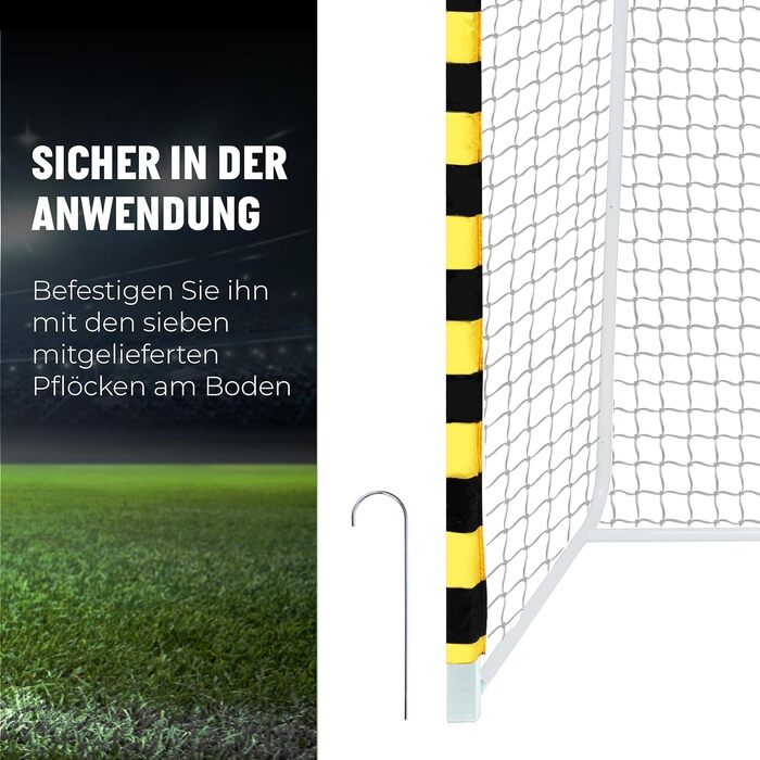 Футбольні ворота Umbro 300x200x110 см для саду і тренувань, металеві, чорні/жовті, для дітей і дорослих