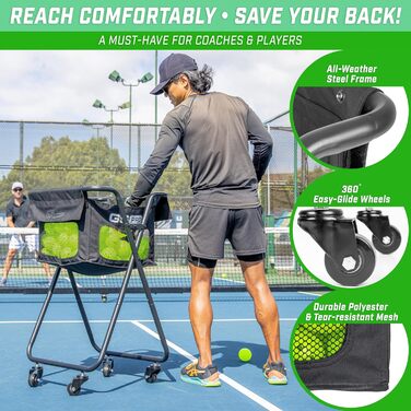 GoSports Ball-Caddy: візок для м'ячів для піклболу та тенісу (140 піклболів або 175 тенісних м'ячів)