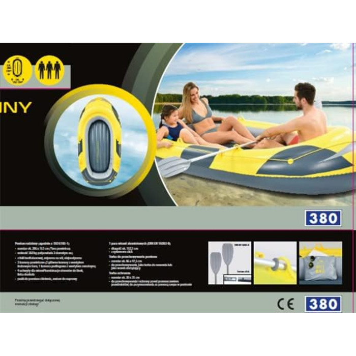 Надувний сімейний човен Sandora 286x152 см з веслами та насосом для 3 осіб