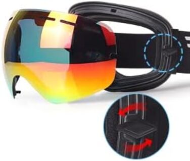 EXP VISION Сноубордичні та лижні окуляри для чоловіків і жінок, UV400, антифог, зимові окуляри поверх окулярів із сферичною змінною лінзою
