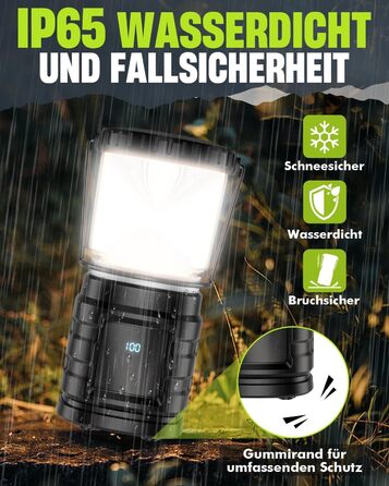 LED кемпінговий ліхтар на акумуляторі 8000mAh, 1000 люмен, з індикатором заряду, 4 режими світла, водонепроникний IP65, USB-C, для кемпінгу, туризму, риболовлі, SOS, модель M2